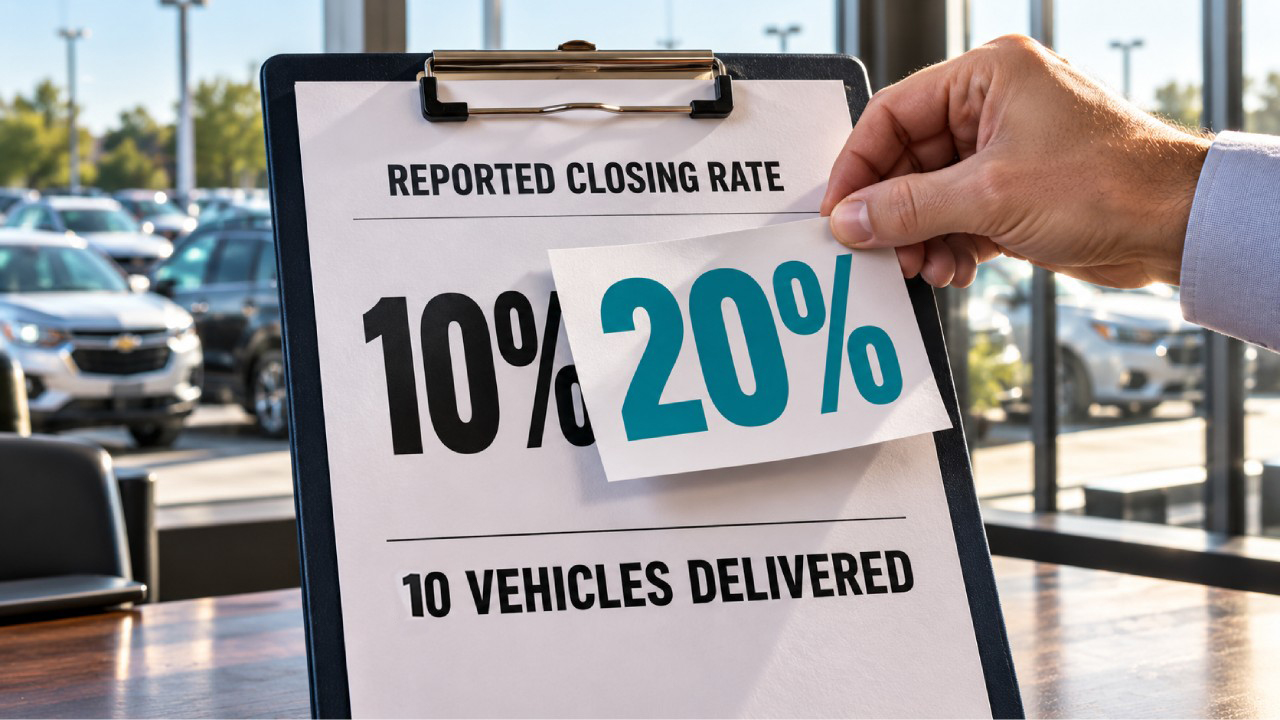 How a Dealer’s Reported Closing Rate Can Double Without More Sales